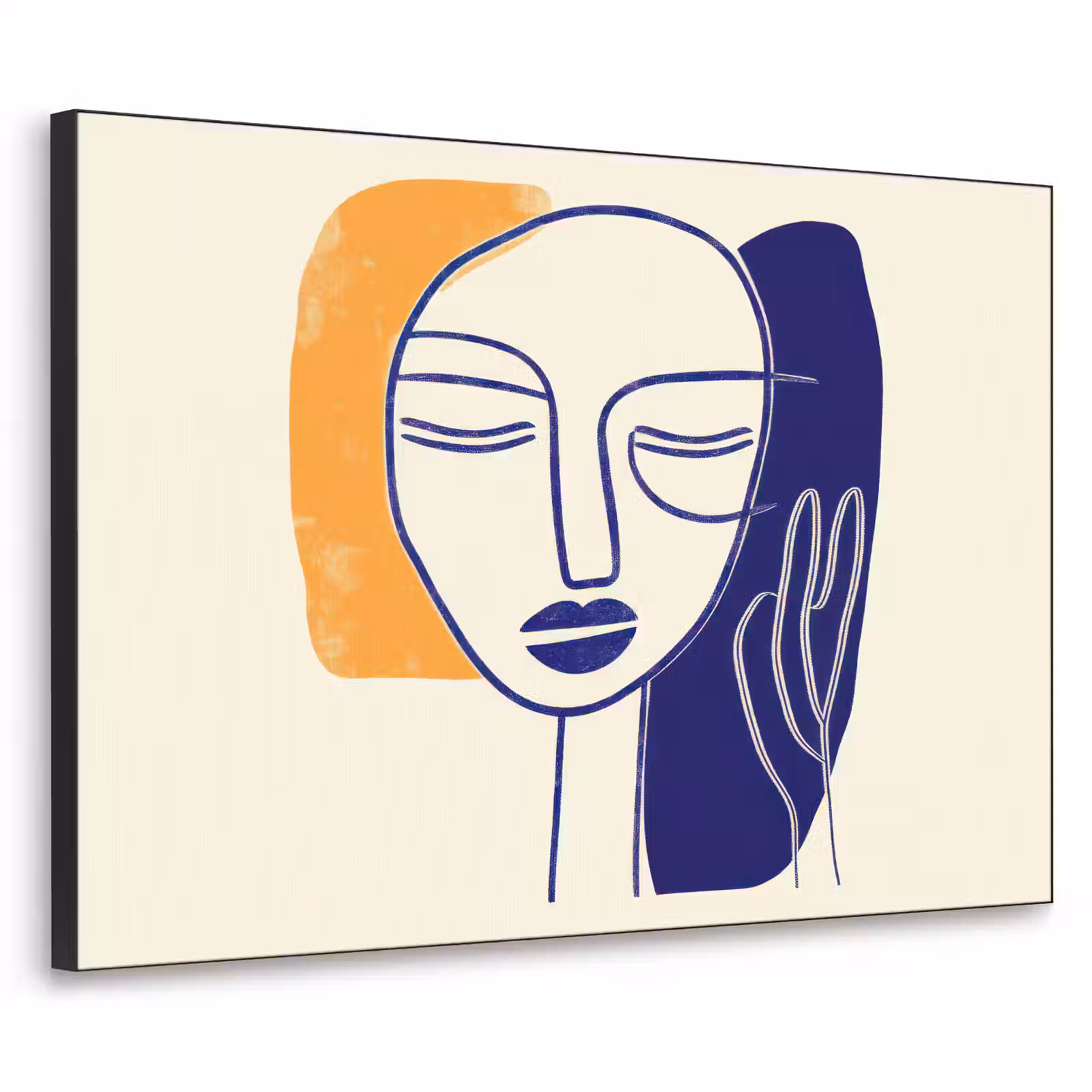 Art Frame - Minimalistisch - Gezicht - Hand - Oranje - Blauw — 1