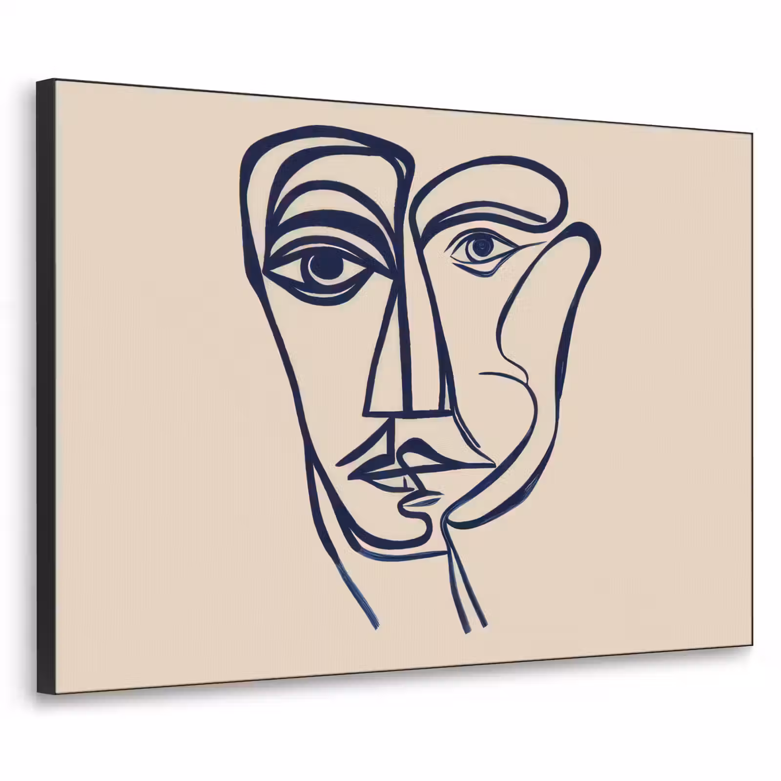 Art Frame - Minimalistisch - Lijnillustratie - Beige - Donkerblauw — 1