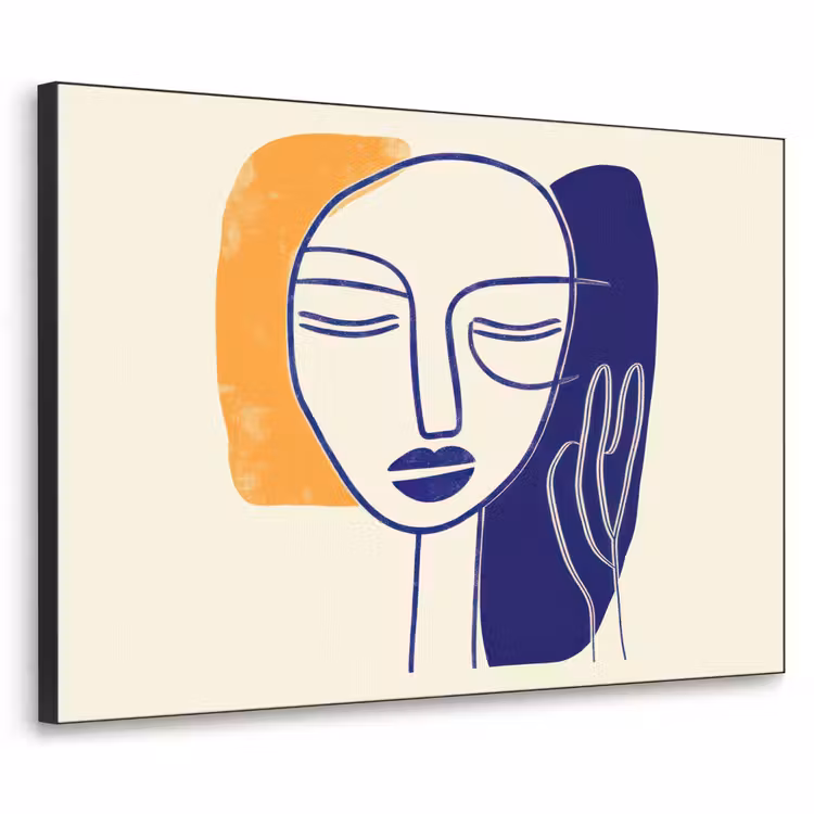 Art Frame - Minimalistisch - Gezicht - Hand - Oranje - Blauw — 1
