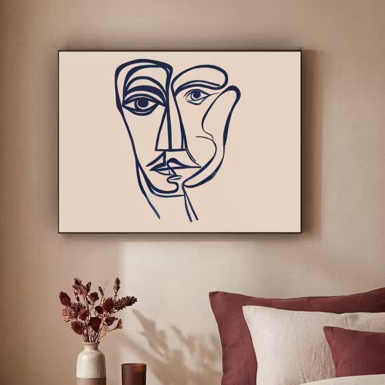 Art Frame - Minimalistisch - Lijnillustratie - Beige - Donkerblauw — 3