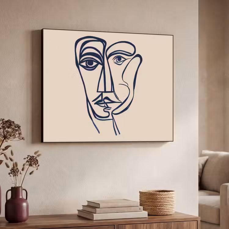 Art Frame - Minimalistisch - Lijnillustratie - Beige - Donkerblauw — 7