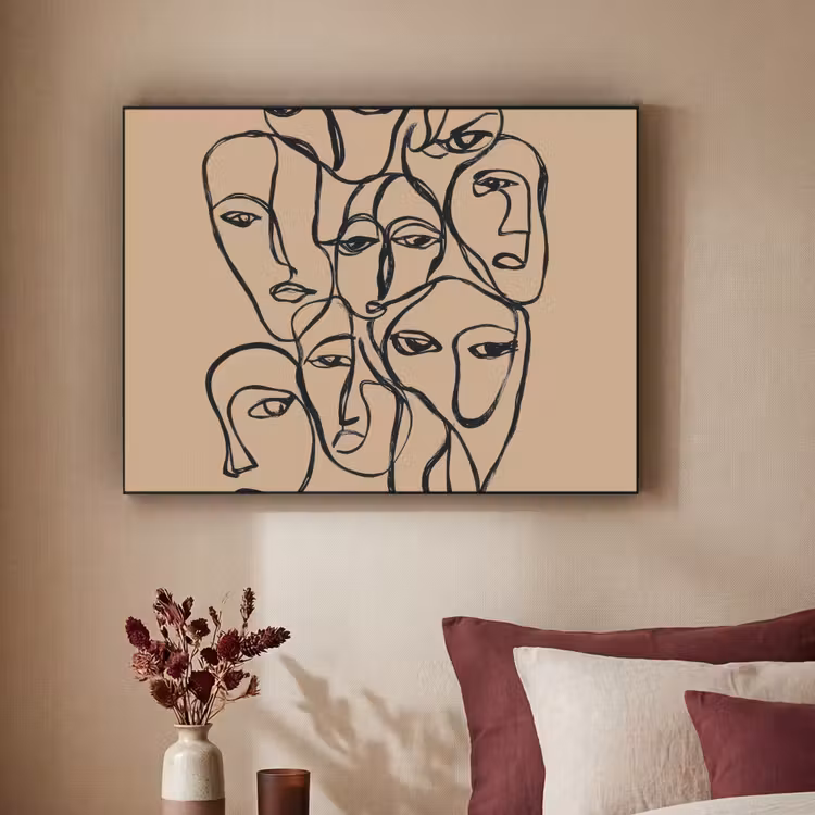 Art Frame - Gezichtenzee - Lijntekening - Abstract — 3