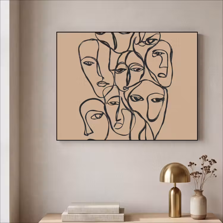 Art Frame - Gezichtenzee - Lijntekening - Abstract — 5