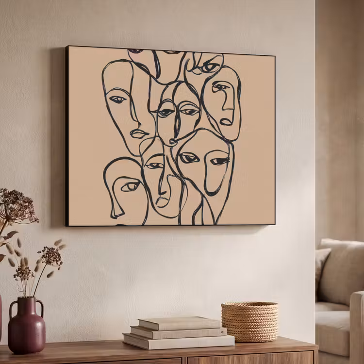 Art Frame - Gezichtenzee - Lijntekening - Abstract — 7