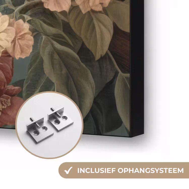 Art Frame - Groene papegaai - Kleurrijke bloemen - Donkere achtergrond — 6