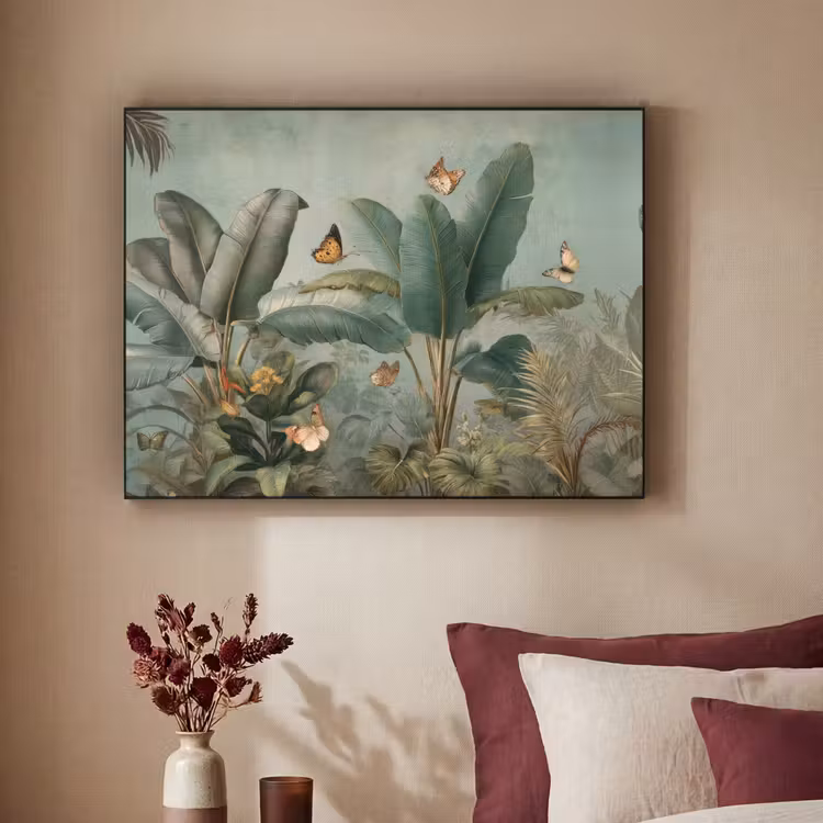Art Frame - Tropisch bladerdek - Vlinders - groen - Bruin — 3