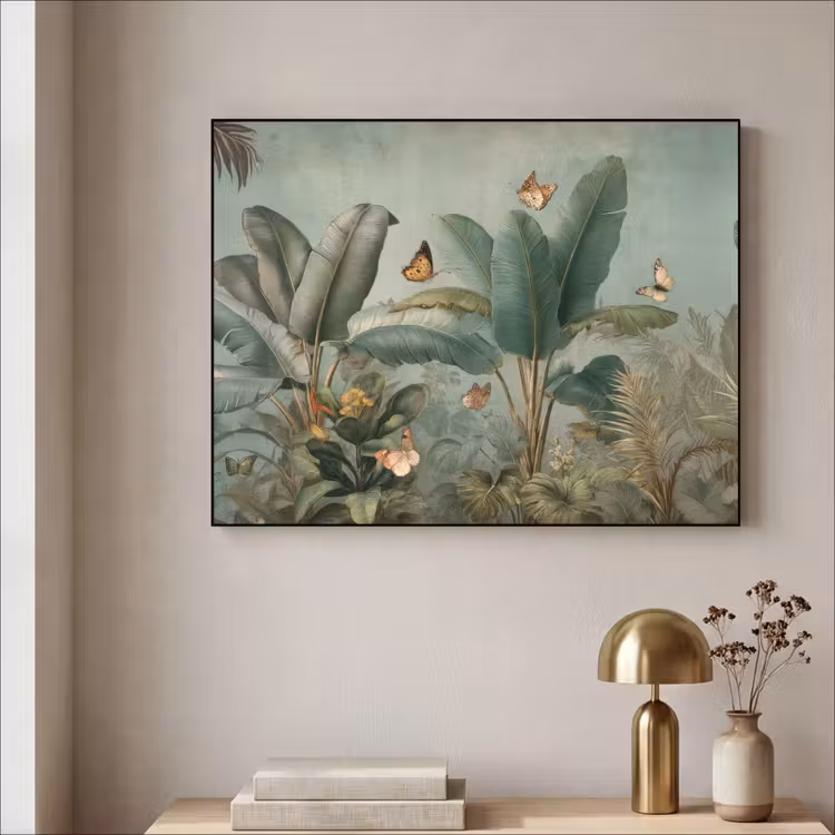 Art Frame - Tropisch bladerdek - Vlinders - groen - Bruin — 5