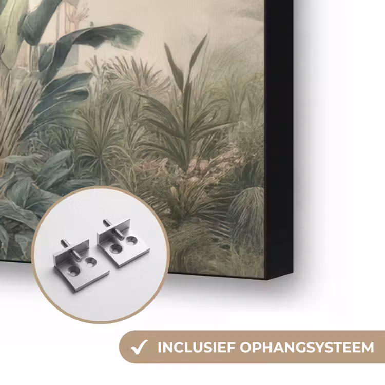 Art Frame - Tropisch landschap - palmbomen - Bloemen - Roze lucht — 6