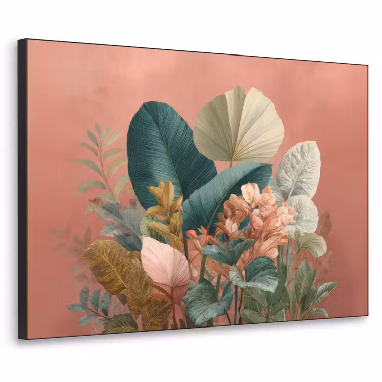 Art Frame - Tropische bladeren - Bloemen - Roze - groen — 1