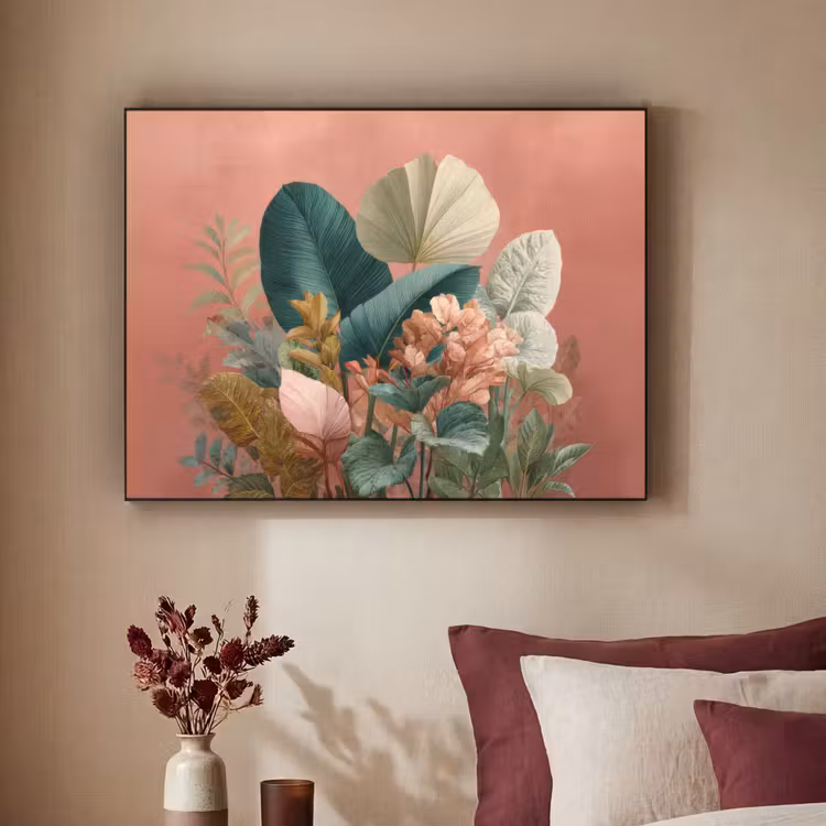 Art Frame - Tropische bladeren - Bloemen - Roze - groen — 3