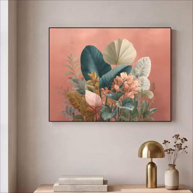 Art Frame - Tropische bladeren - Bloemen - Roze - groen — 5