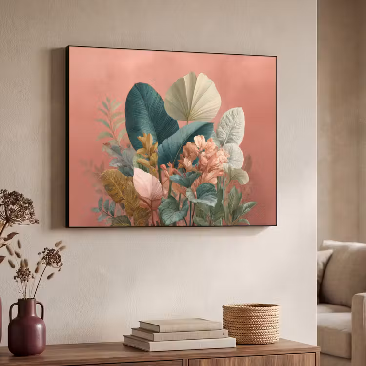 Art Frame - Tropische bladeren - Bloemen - Roze - groen — 7