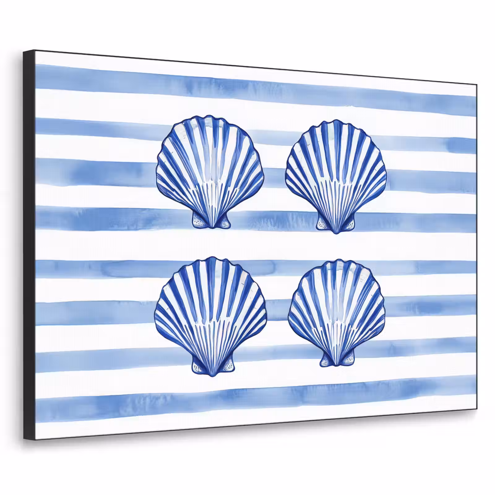 Art Frame - Vier schelpen - Blauw - Wit - Strepen — 1