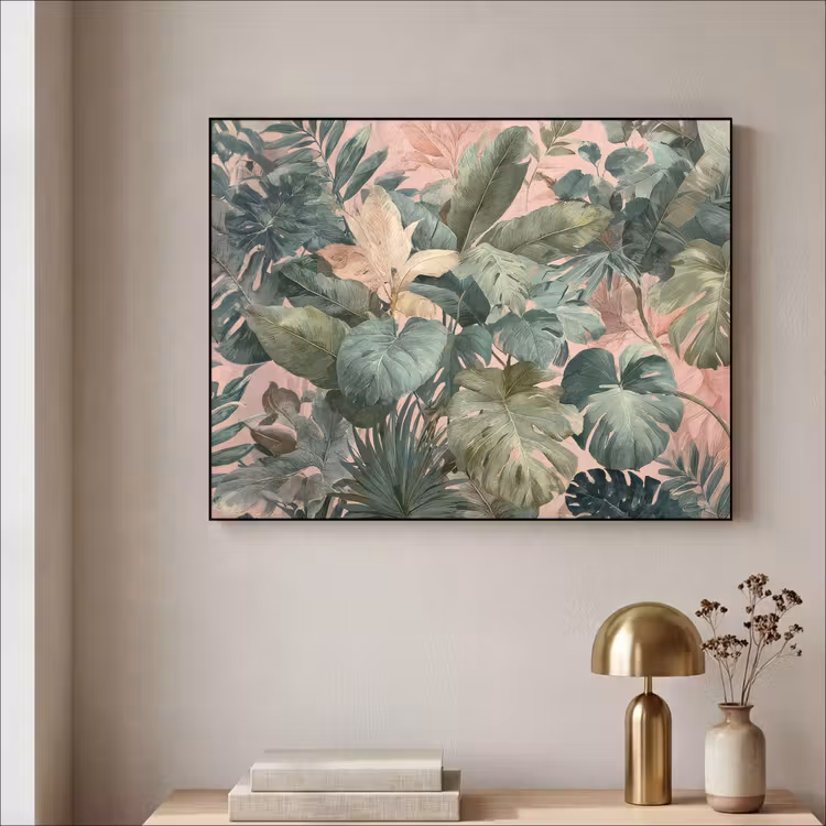 Art Frame - Compositie van bladeren - Groen - Roze — 5