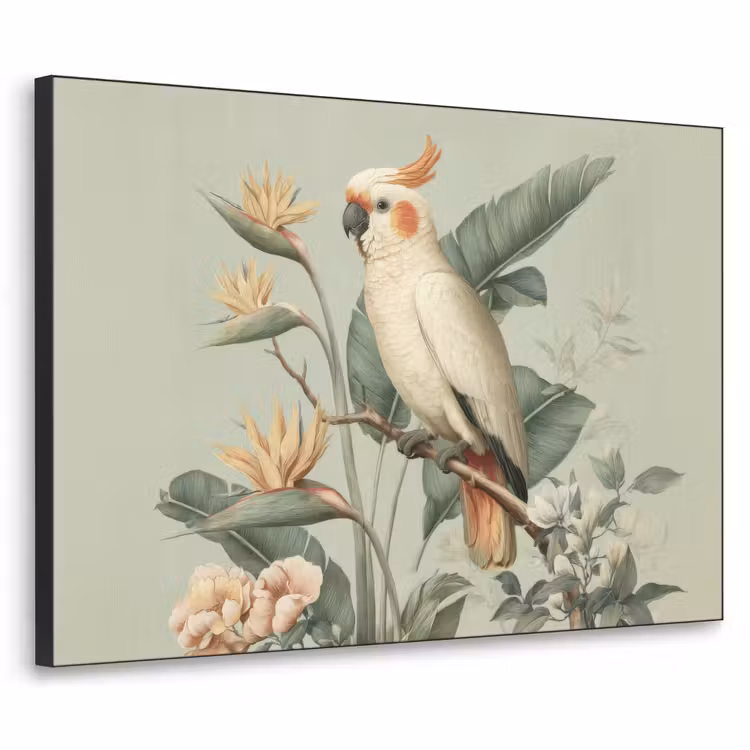 Art Frame - Gele kuifkaketoe - paradijsvogelbloemen - Groen — 1