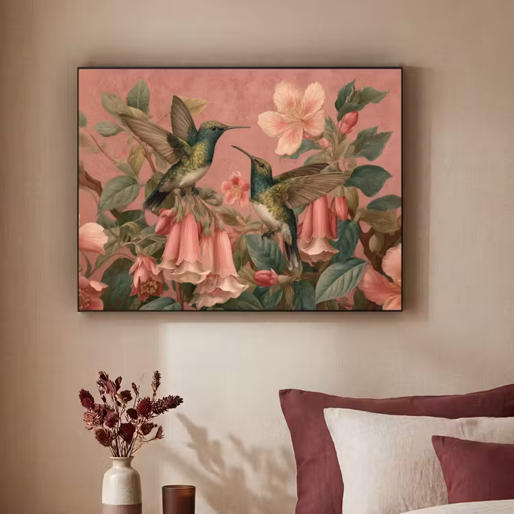 Art Frame - Kolibries - Bloemen - Groen - Roze — 3