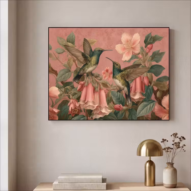 Art Frame - Kolibries - Bloemen - Groen - Roze — 5