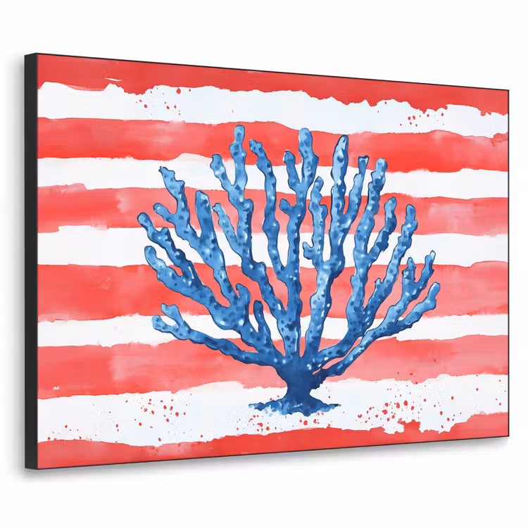 Art Frame - Koraal - Verfstructuur - Rood - Blauw — 1
