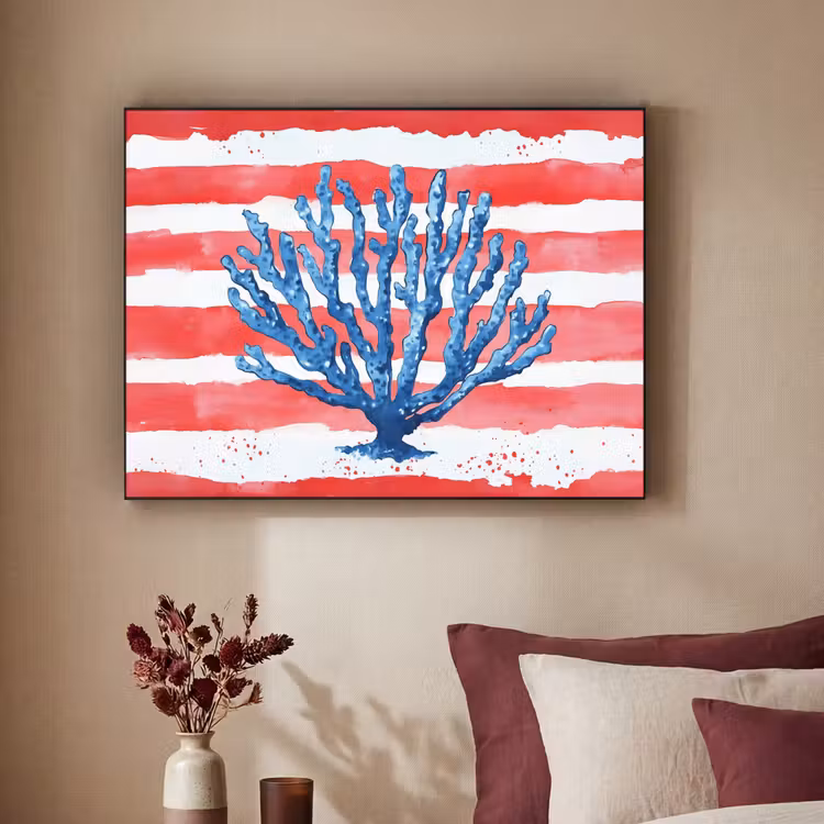 Art Frame - Koraal - Verfstructuur - Rood - Blauw — 3