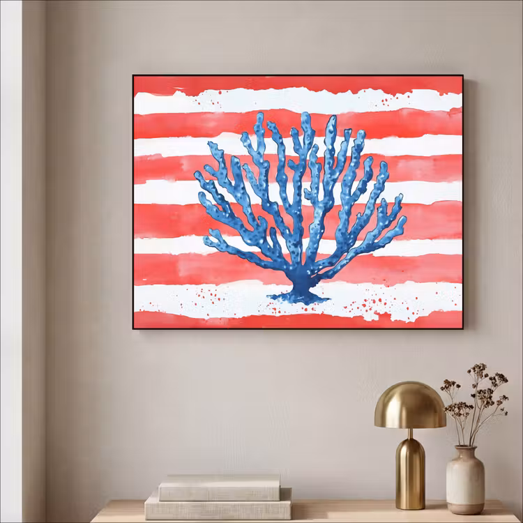 Art Frame - Koraal - Verfstructuur - Rood - Blauw — 5
