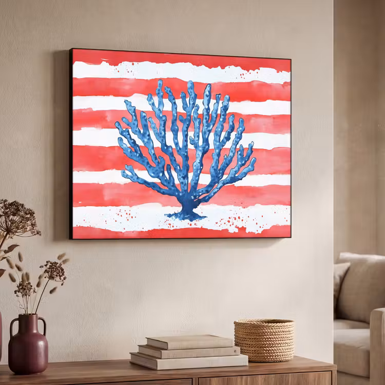 Art Frame - Koraal - Verfstructuur - Rood - Blauw — 7