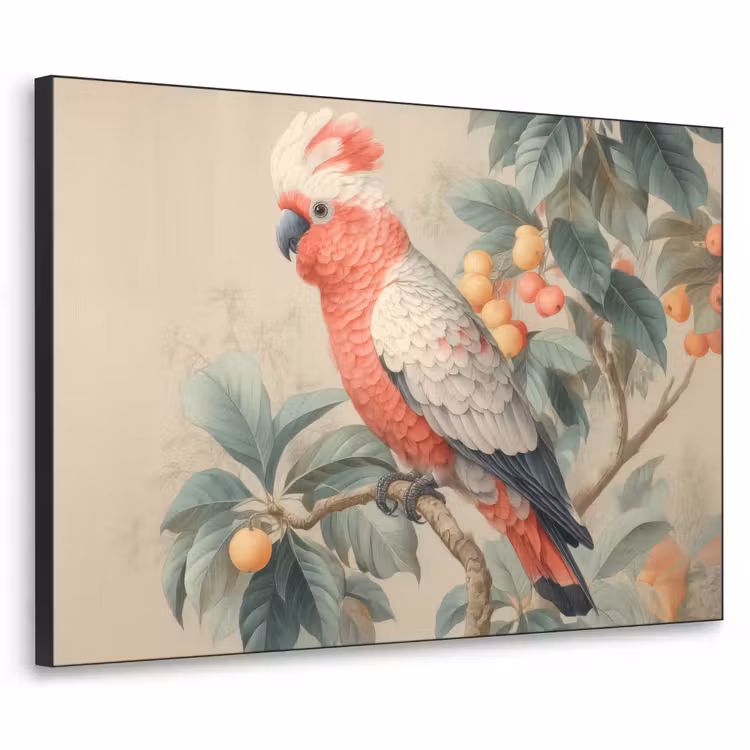 Art Frame - Roze kuifkaketoe - Tak met vruchten - Bladeren — 1