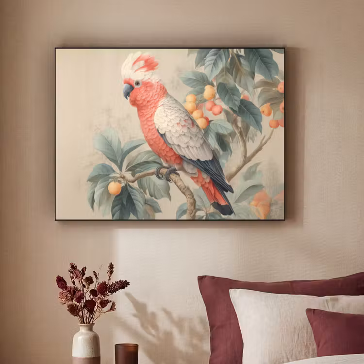 Art Frame - Roze kuifkaketoe - Tak met vruchten - Bladeren — 3