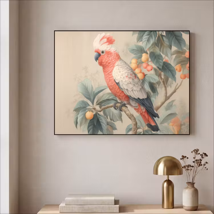 Art Frame - Roze kuifkaketoe - Tak met vruchten - Bladeren — 5