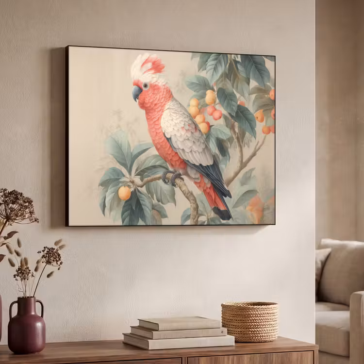 Art Frame - Roze kuifkaketoe - Tak met vruchten - Bladeren — 7