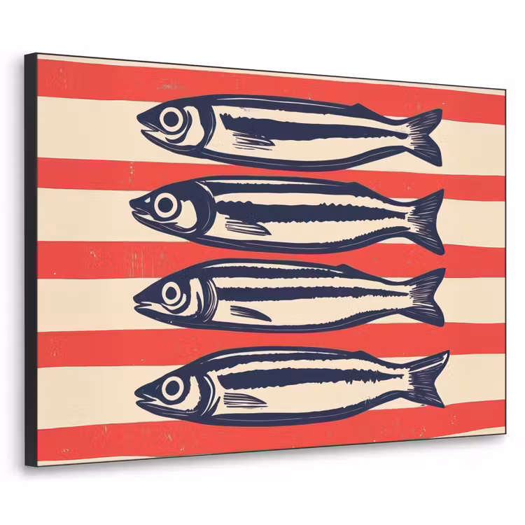Art Frame - Sardines - Rood en beige strepen — 1
