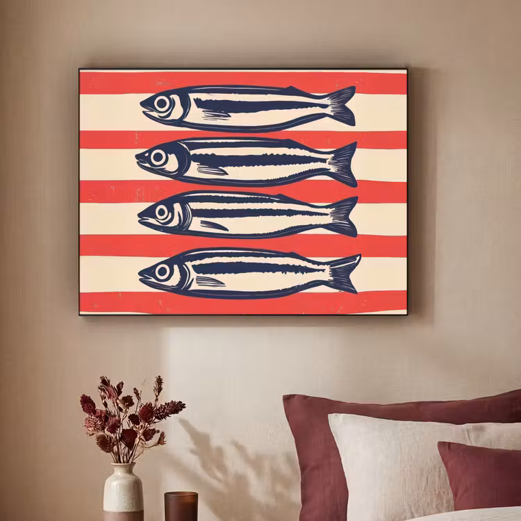 Art Frame - Sardines - Rood en beige strepen — 3