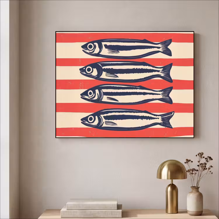 Art Frame - Sardines - Rood en beige strepen — 5
