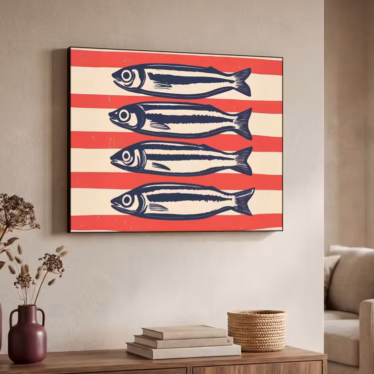 Art Frame - Sardines - Rood en beige strepen — 7