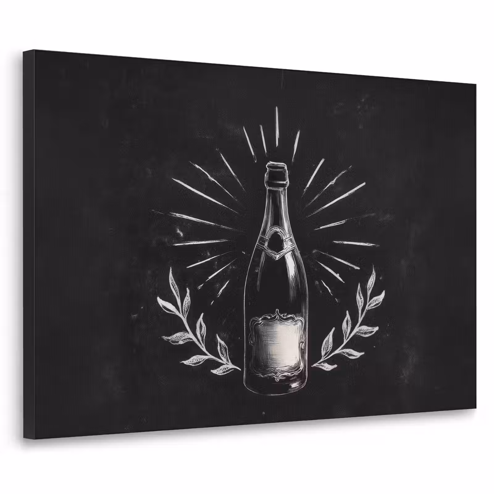 Art Frame - Champagnefles - Lauriertakken - Zwarte achtergrond — 1