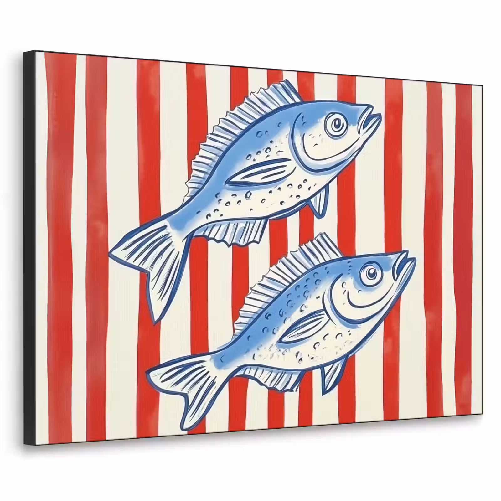 Art Frame - Vissen - Verticale strepen - Blauw - Rood — 1