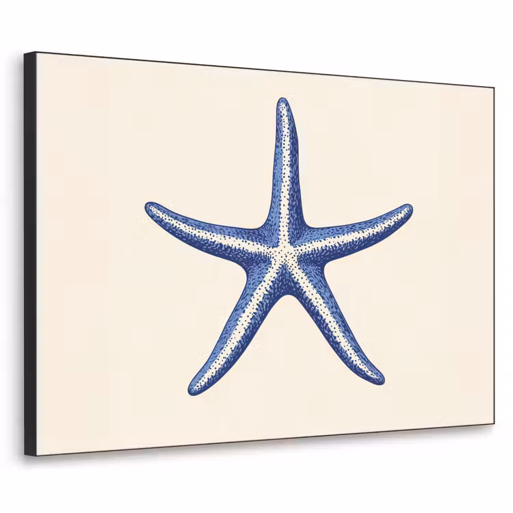 Art Frame - Blauwe zeester - Minimalistisch - Beige — 1