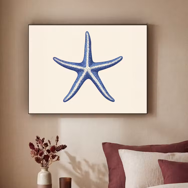 Art Frame - Blauwe zeester - Minimalistisch - Beige — 3