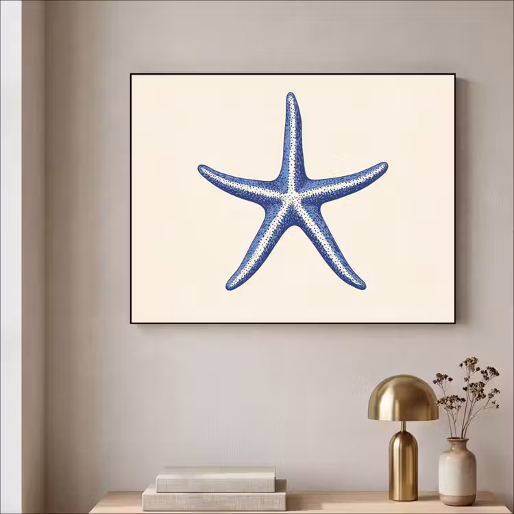 Art Frame - Blauwe zeester - Minimalistisch - Beige — 5