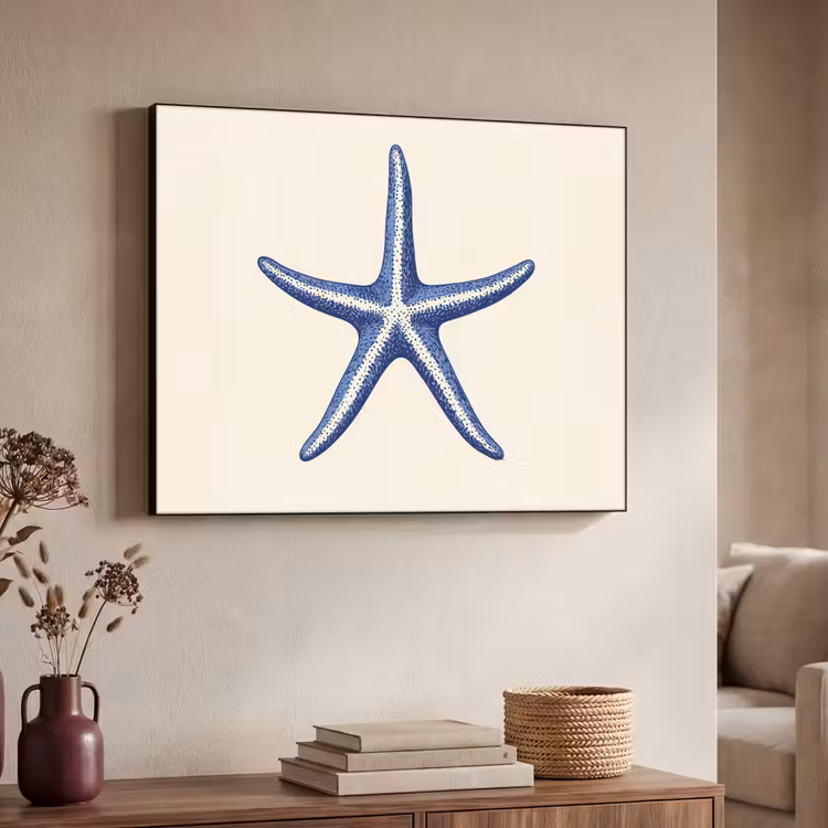 Art Frame - Blauwe zeester - Minimalistisch - Beige — 7