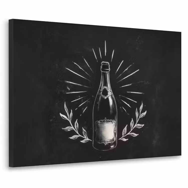 Art Frame - Champagnefles - Lauriertakken - Zwarte achtergrond — 1