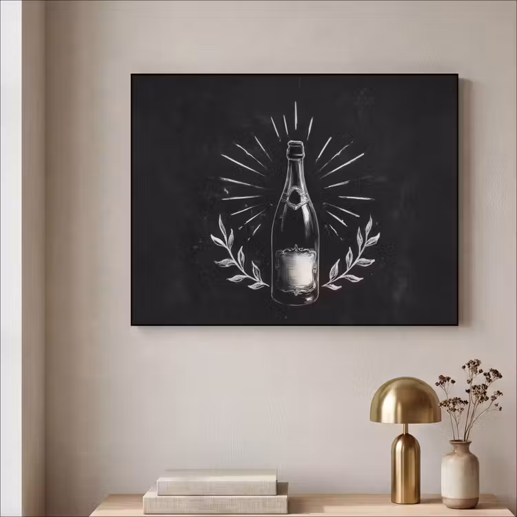 Art Frame - Champagnefles - Lauriertakken - Zwarte achtergrond — 5