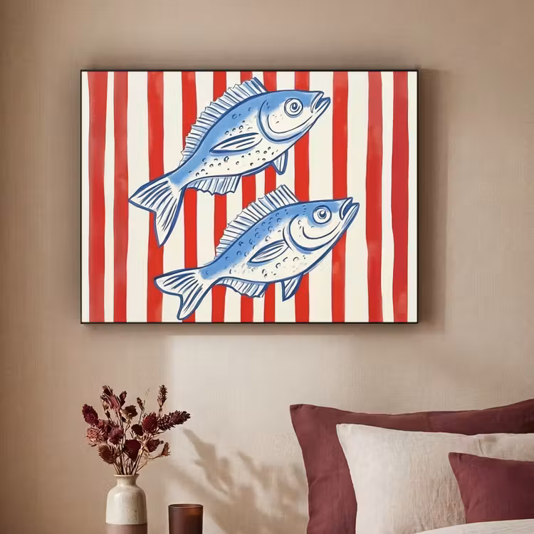 Art Frame - Vissen - Verticale strepen - Blauw - Rood — 3