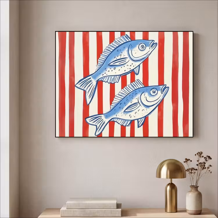 Art Frame - Vissen - Verticale strepen - Blauw - Rood — 5