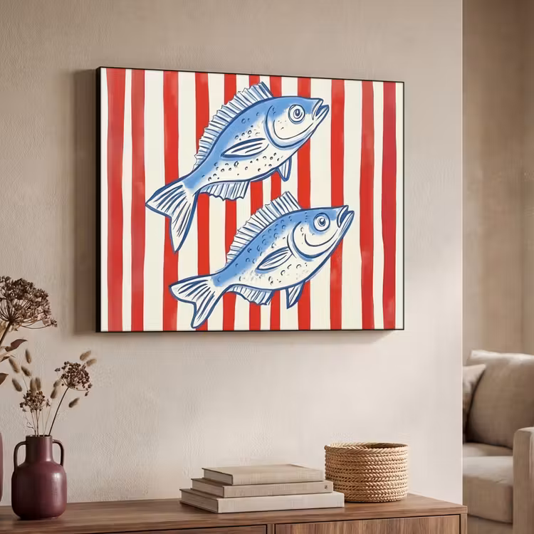 Art Frame - Vissen - Verticale strepen - Blauw - Rood — 7