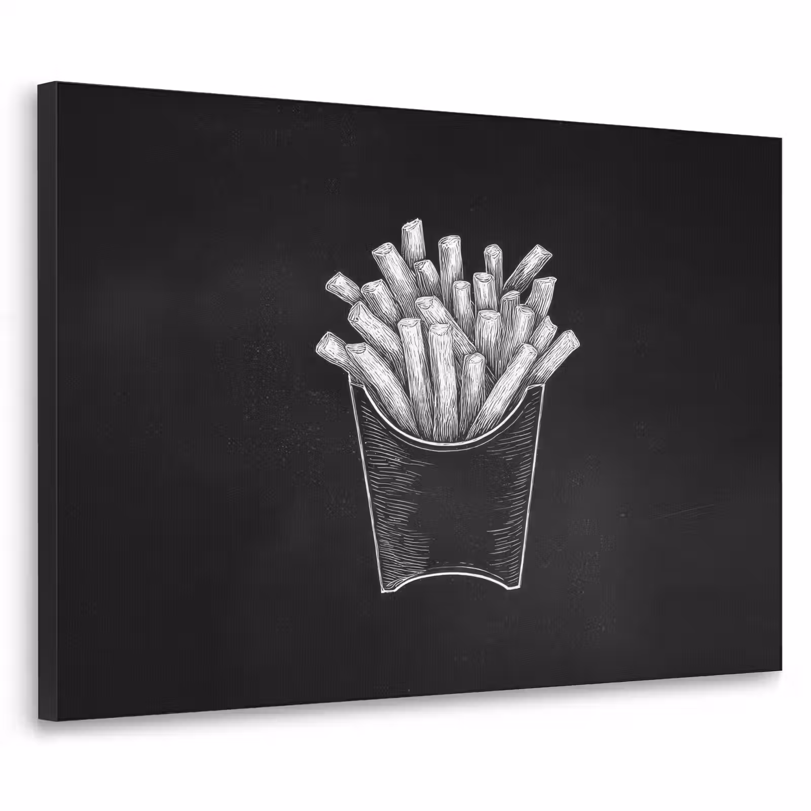 Art Frame - Friet - Witte krijttekening - Zwart — 1