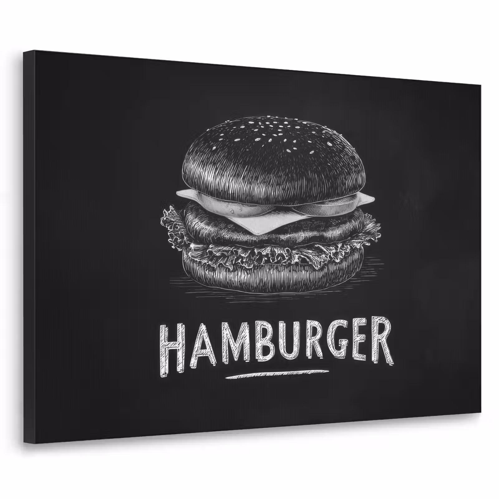 Art Frame - Hamburger - Krijttekst - Zwart - Wit — 1