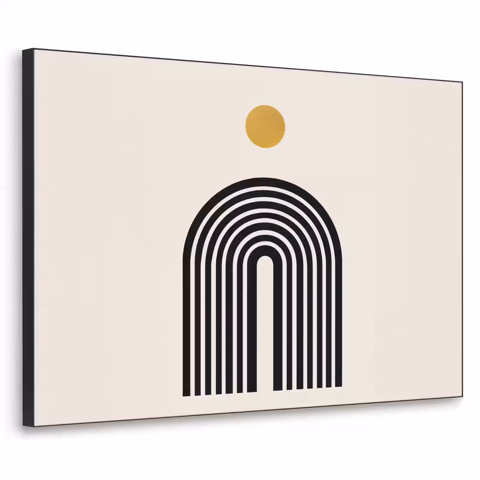 Art Frame - Minimalistisch - Zwarte boog - Gouden cirkel — 1