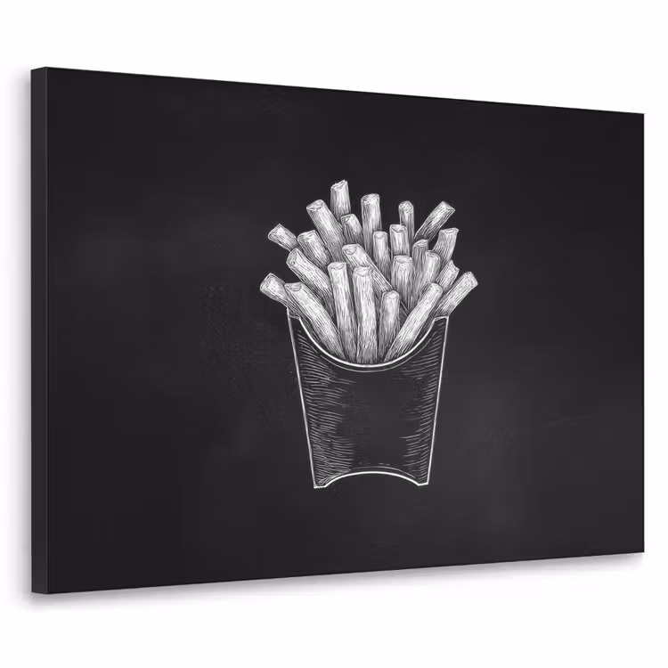 Art Frame - Friet - Witte krijttekening - Zwart — 1