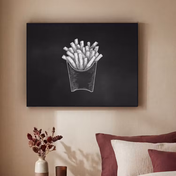 Art Frame - Friet - Witte krijttekening - Zwart — 3