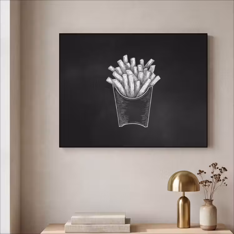 Art Frame - Friet - Witte krijttekening - Zwart — 5